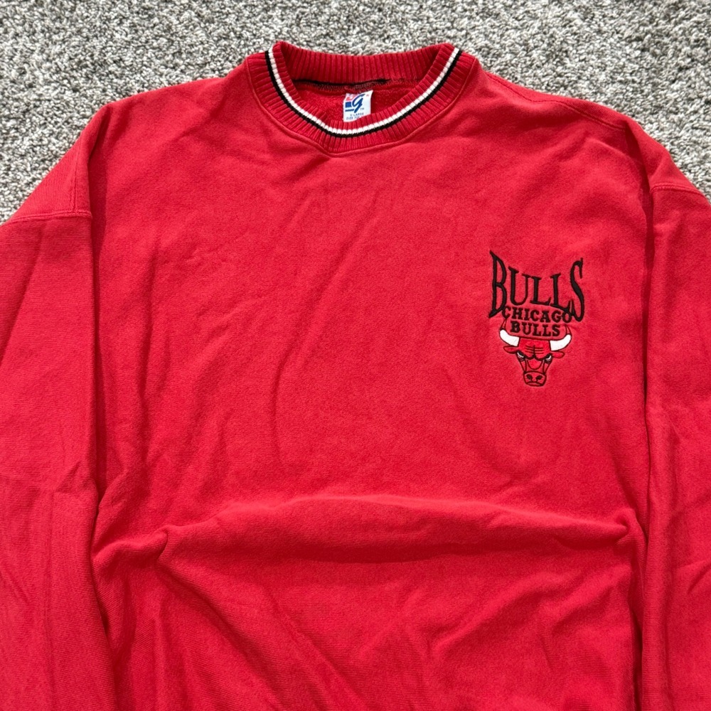 Vintage 90s Chicago Bulls Crewneck Sweatshirt Mens XL Red Embroidered NBA - Picture 1 of 7